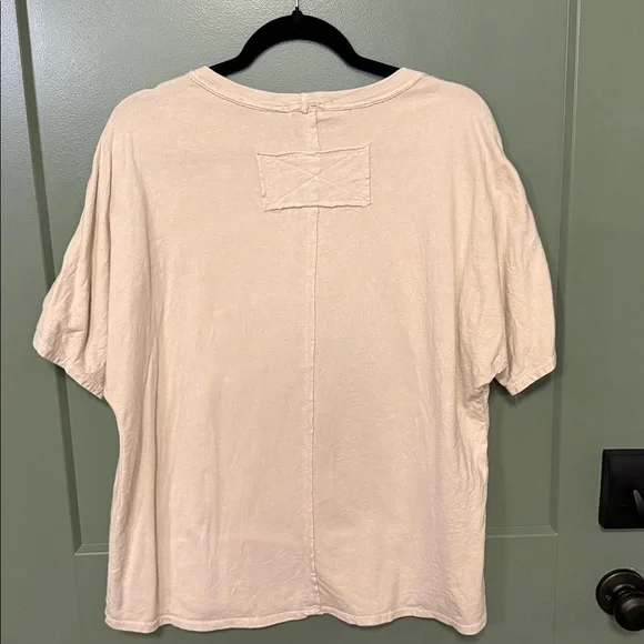 Stud-Accent Short Sleeve Tee - Beige - Picture 5 of 6